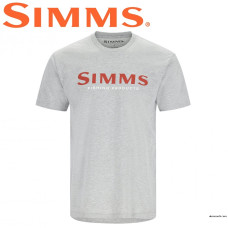 Футболка Simms Logo T-Shirt Grey Heather - Crimson размер 2XL