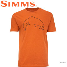 Футболка Simms Trout Outline T-Shirt Adobe Heather размер XL