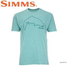 Футболка Simms Trout Outline T-Shirt Oil Blue Heather размер S
