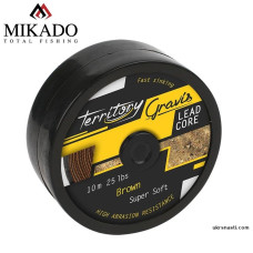 Ледкор Mikado Gravis Leadcore разрывная нагрузка 11,34кг размотка 10м чёрный/коричневый