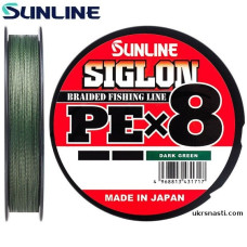 Шнур Sunline Siglon PE х8 диаметр 0,121 размотка 150м тёмно-зелёный