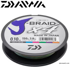 Шнур Daiwa J-Braid X4E Multicolor #1,0 диаметр 0,13мм размотка 150м разноцветный