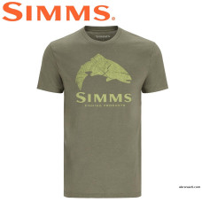 Футболка Simms Wood Trout Fill T-Shirt Military Heather Neon