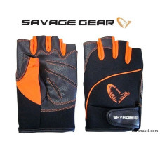 Перчатки Savage Gear ProTec Glove размер M чёрные с оранжевым