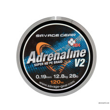 Шнур плетеный Savagear HD4 Adrenaline V2 120 м цвет серый 0,10 мм