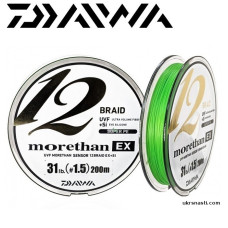 Шнур Daiwa UVF Morethan Sensor 12Braid EX+SI #1,0 размотка 200м салатовый