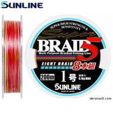 Шнур Sunline Super Braid 5 (8 Braid) диаметр 0,128мм размотка 200м разноцветный