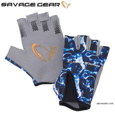 Перчатки Savage Gear Marine Half Glove размер M серо-синие