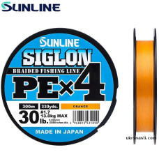Шнур Sunline Siglon PE х4 диаметр 0,270мм размотка 300м оранжевый
