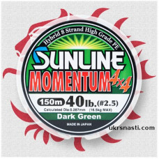 Плетёный шнур  Sunline MOMENTUM 4x4 300 м Dark Green #6.0