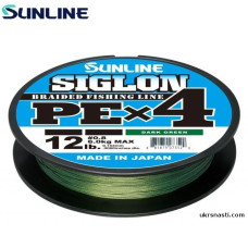 Шнур Sunline Siglon PE х4 диаметр 0,187мм разотка 300м тёмно-зелёный