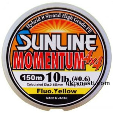 Плетёный шнур  Sunline MOMENTUM 4x4 150 м Fluo Yellow #1.2