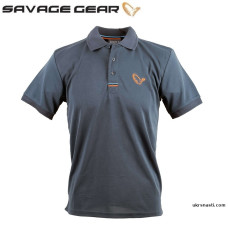 Футболка Savage Gear Simply Savage 3-Stripes Polo Shirt тёмно-синяя