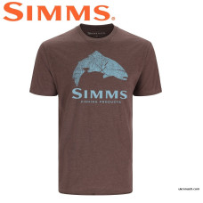Футболка Simms Wood Trout Fill T-Shirt Brown Heather