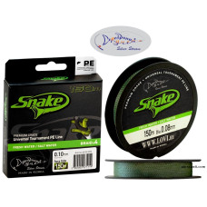 Шнур Серебряный ручей Snake X4 Force Color Line диаметр 0,08мм размотка 150м тёмно-зелёный