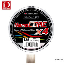 Шнур Dragon NanoCORE X4 диаметр 0,14мм размотка 135м серый