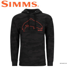 Худи Simms Trout Outline Hoody Woodland Camo Carbon