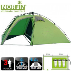 Палатка полуавтоматическая 3-х местная Norfin PELED 3 NF