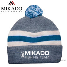 Шапка зимняя вязанная Mikado UM-UC005 бело-голубая Новинка 2020