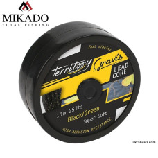 Ледкор Mikado Gravis Leadcore разрывная нагрузка 24,95кг размотка 10м чёрный/зелёный