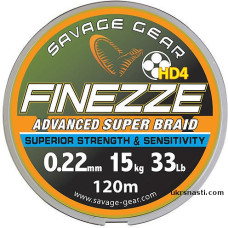 Шнур плетеный Savagear Finezze HD4 Braid 120 м цвет серый 0,26 мм